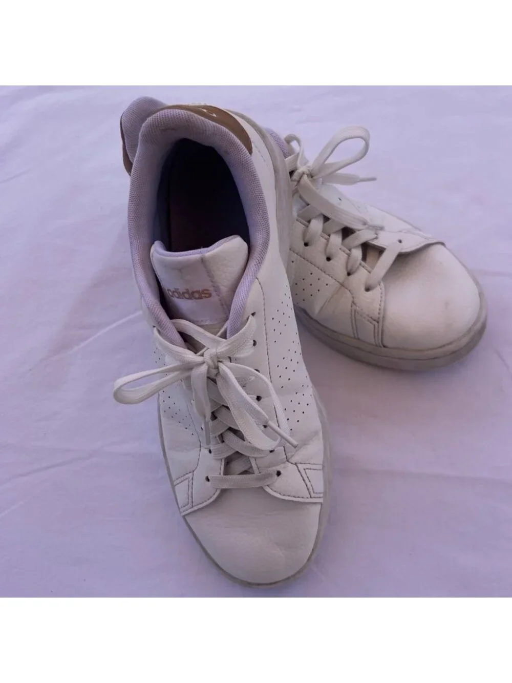 White Adidas Advantage Low Top Sneakers